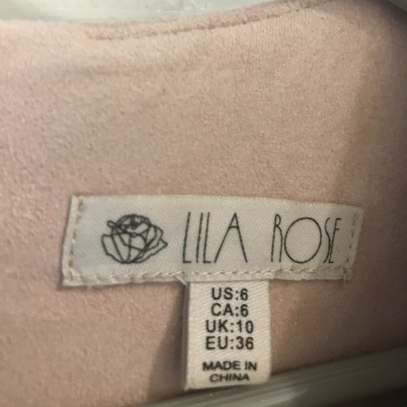 Lila Rose light pink faux suede dress with zip back - Picture 2 of 3
